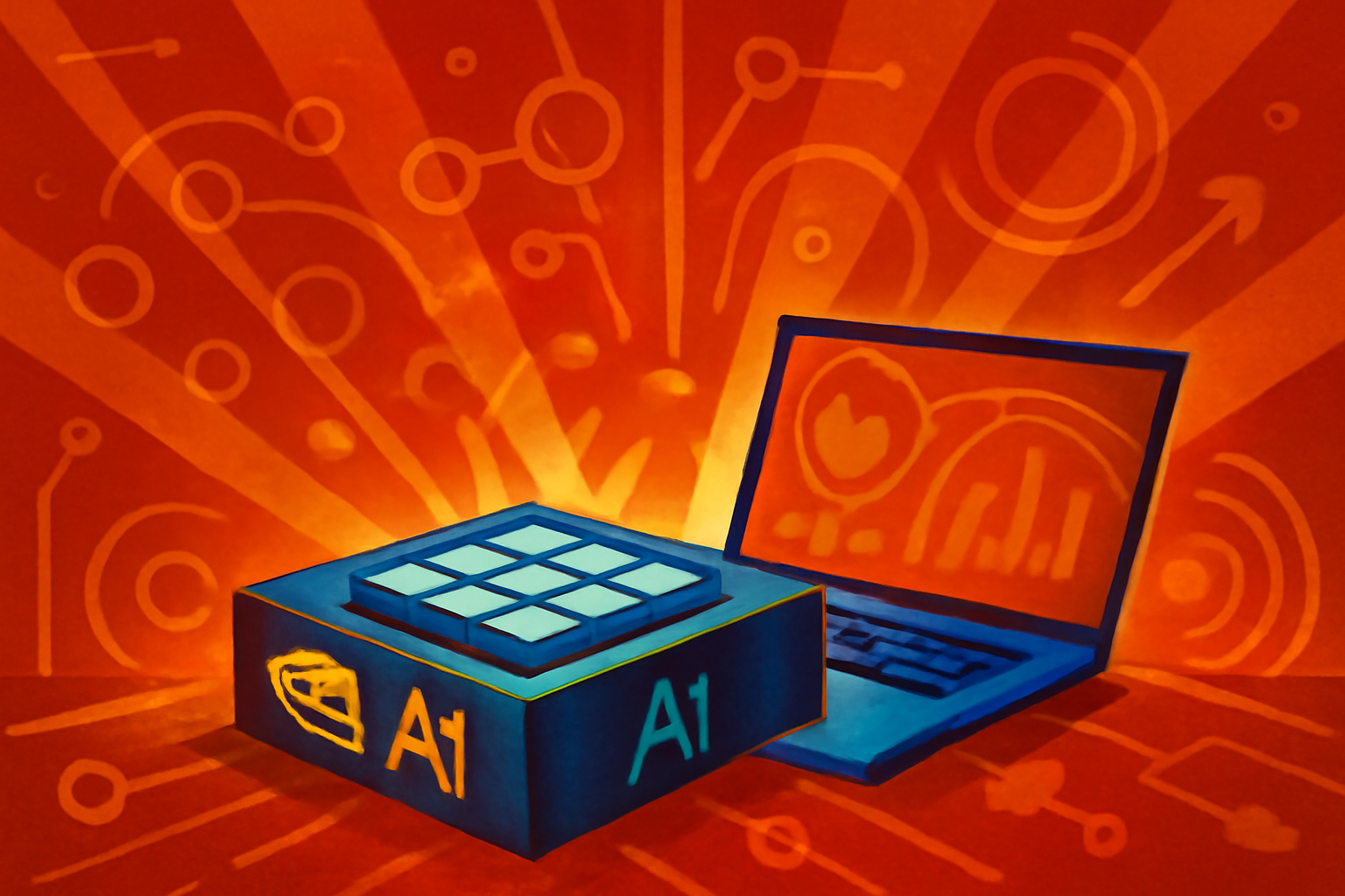 A glowing digital brain model displayed on a computer screen in a laboratory, representing AI neuroscience research.