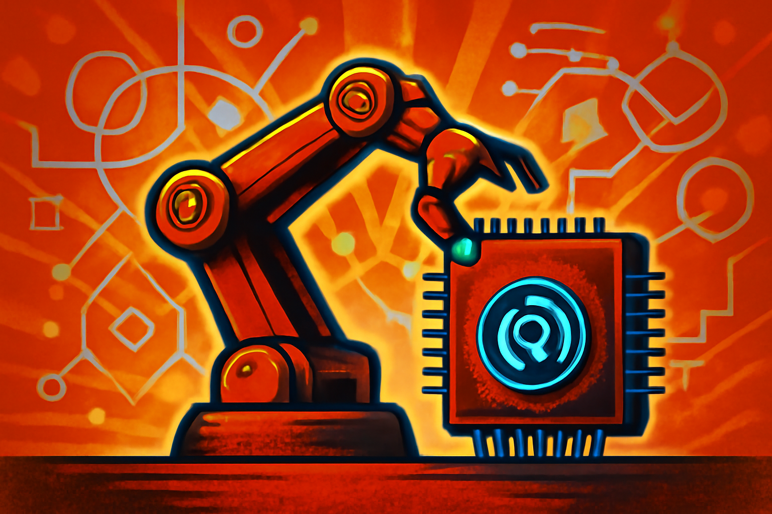 A high-tech research lab with a collaborative robot arm and sensing equipment representing the new Physical AI center.