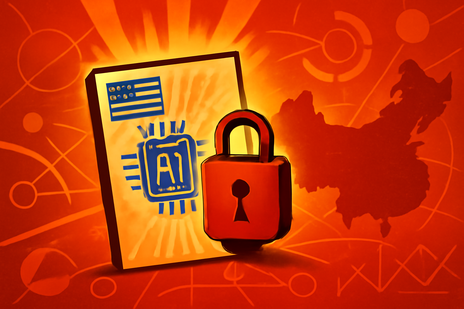 A modern server room with blue lighting and a digital shield overlay, representing data protection and national security policy.