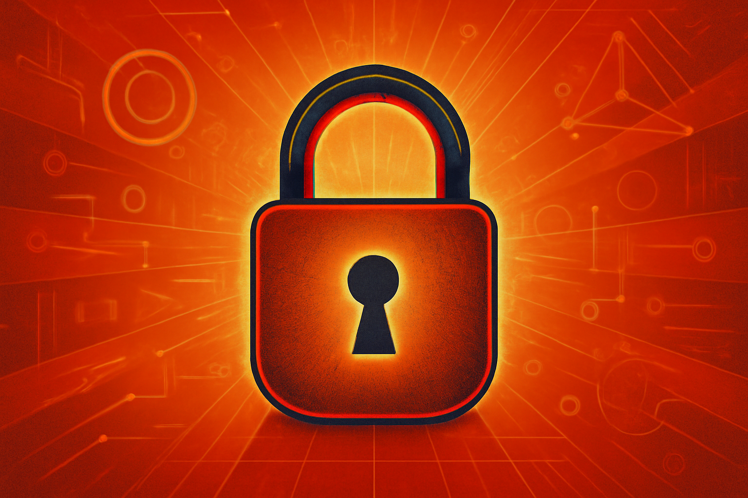 An editorial illustration of a digital neural network representing an AI model with a security lock icon being bypassed by a digital figure.