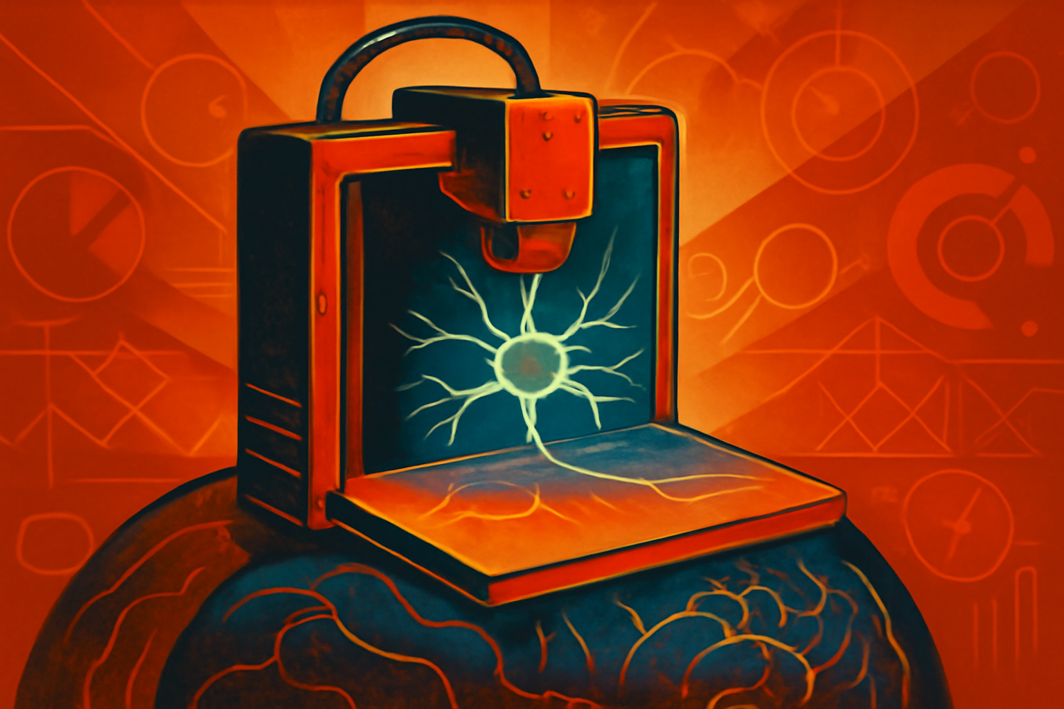 A flexible, glowing artificial neuron circuit designed by researchers to communicate with biological brain cells.