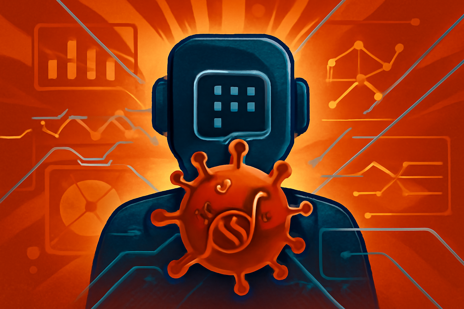 A high-tech laboratory interface displaying a 3D cell model and genomic data overlays for cancer research.