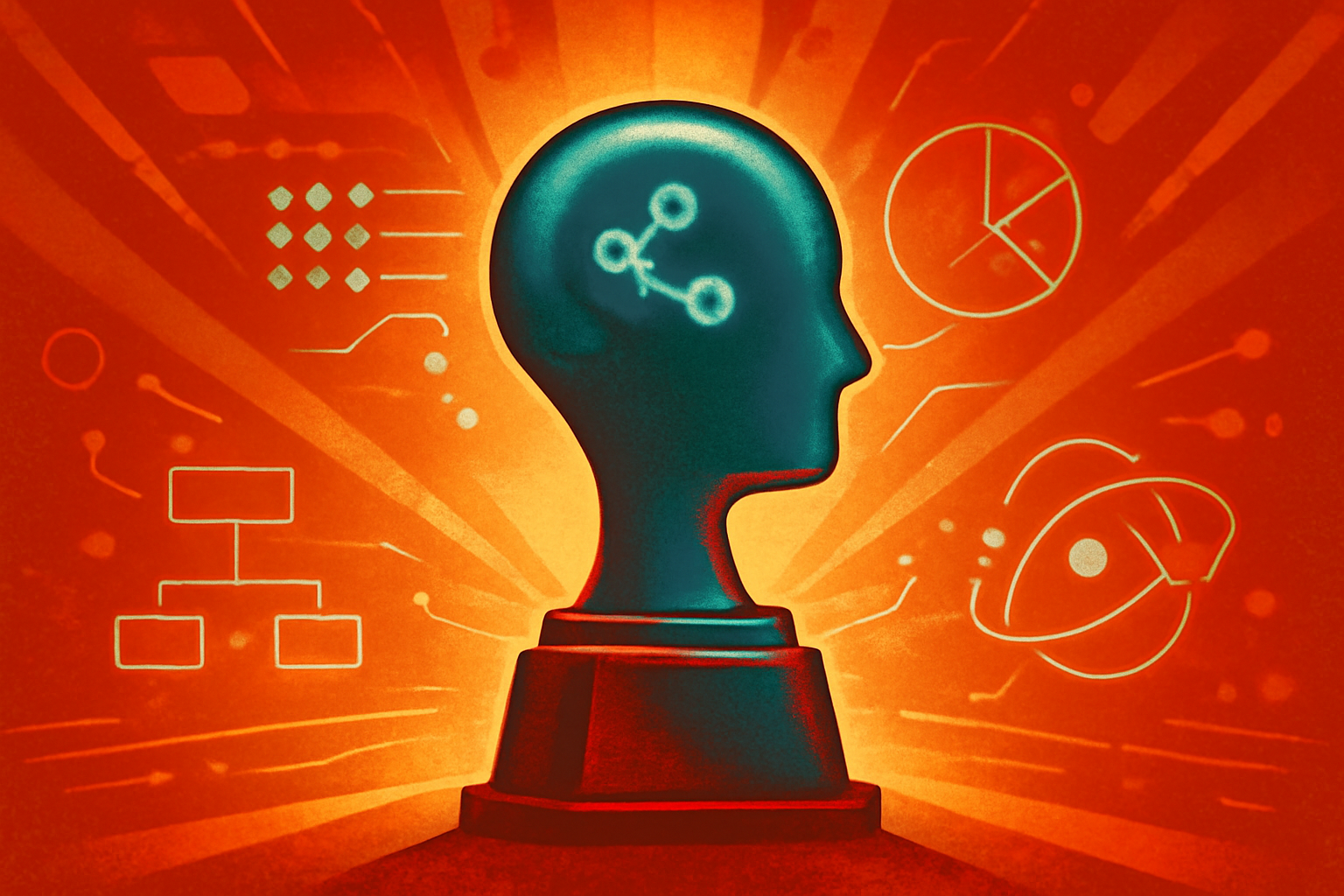 A prestigious awards stage with golden lighting and large screens displaying digital patterns of neural networks and scientific symbols, representing the Breakthrough Prize ceremony.