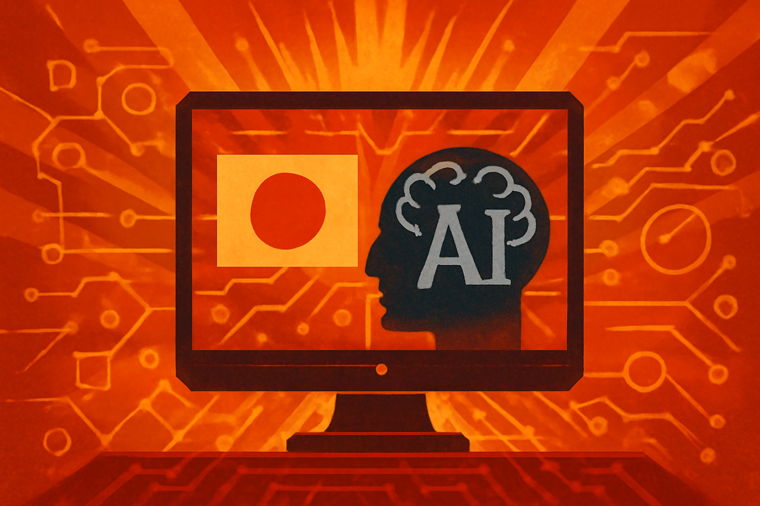 A modern office setting in Japan featuring digital screens displaying data visualizations, symbolizing the integration of the Gennai AI platform in government tasks.