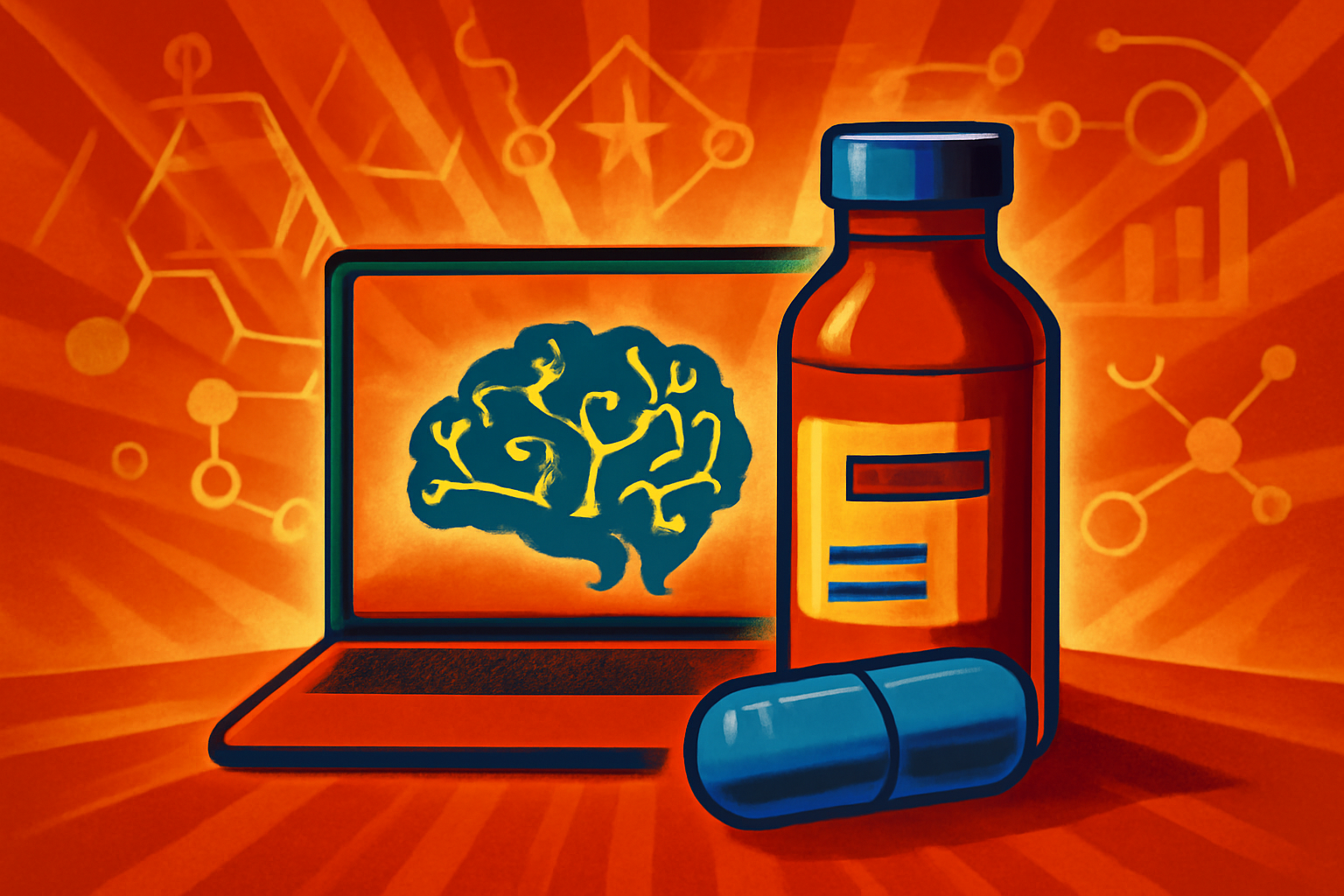 A professional laboratory setting featuring digital protein models on screens, symbolizing the intersection of AI drug discovery and financial growth.