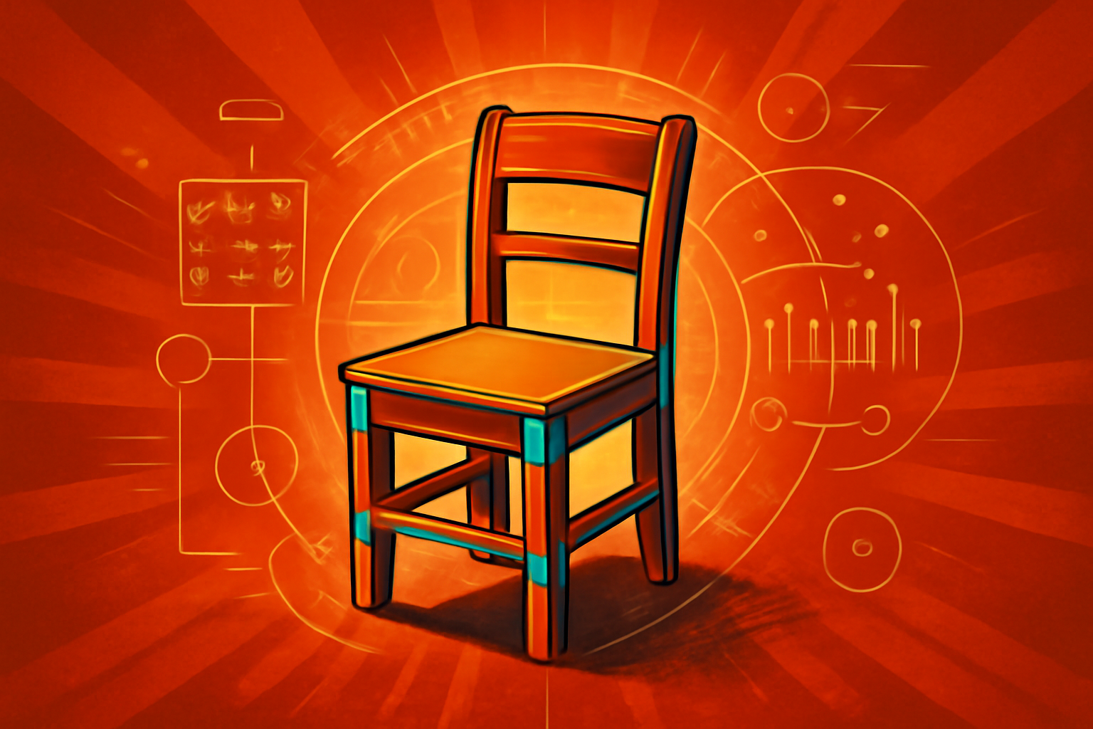 A computer screen displaying a 3D chair model with structural stress analysis heat maps, representing MIT's PhysiOpt AI system for 3D printing.