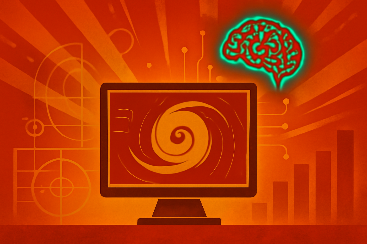 A meteorologist reviews AI-generated hurricane tracking data on a large digital screen in a modern forecasting center.