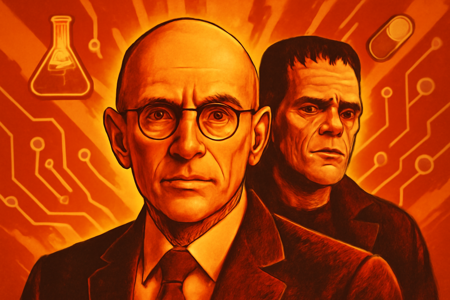 A speaker at a podium during the AI Impact Summit with a backdrop displaying digital connectivity symbols and neural network patterns.