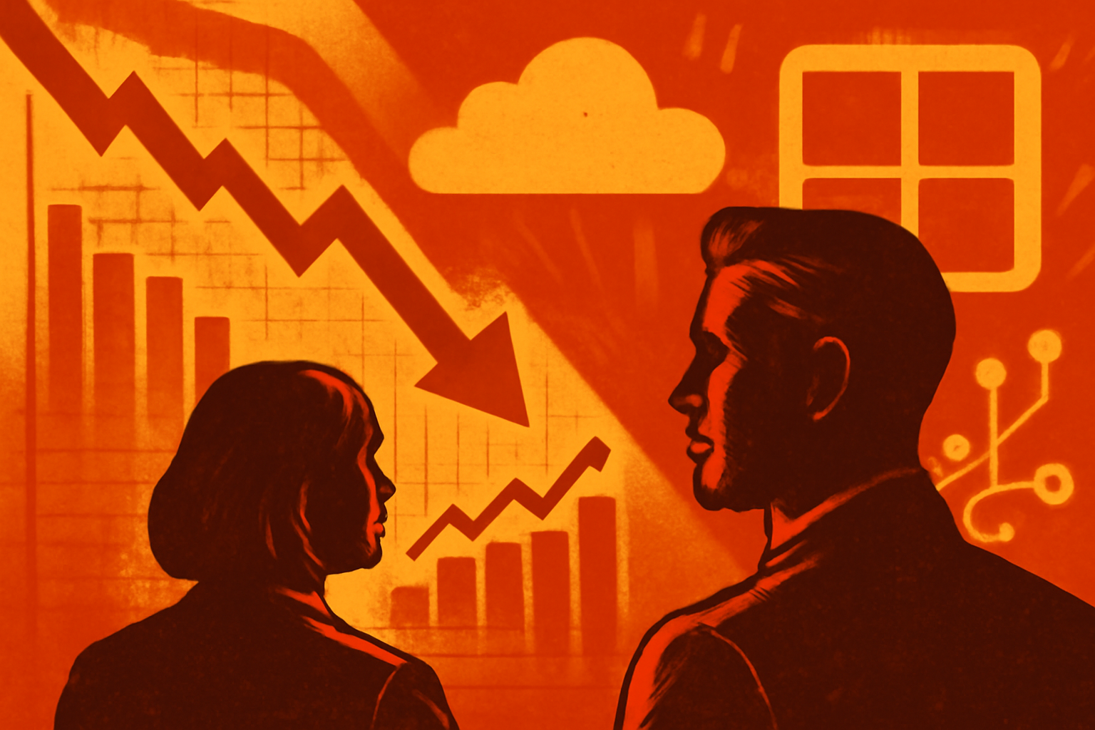 Stock market graph with declining trends symbolizing AI sector panic