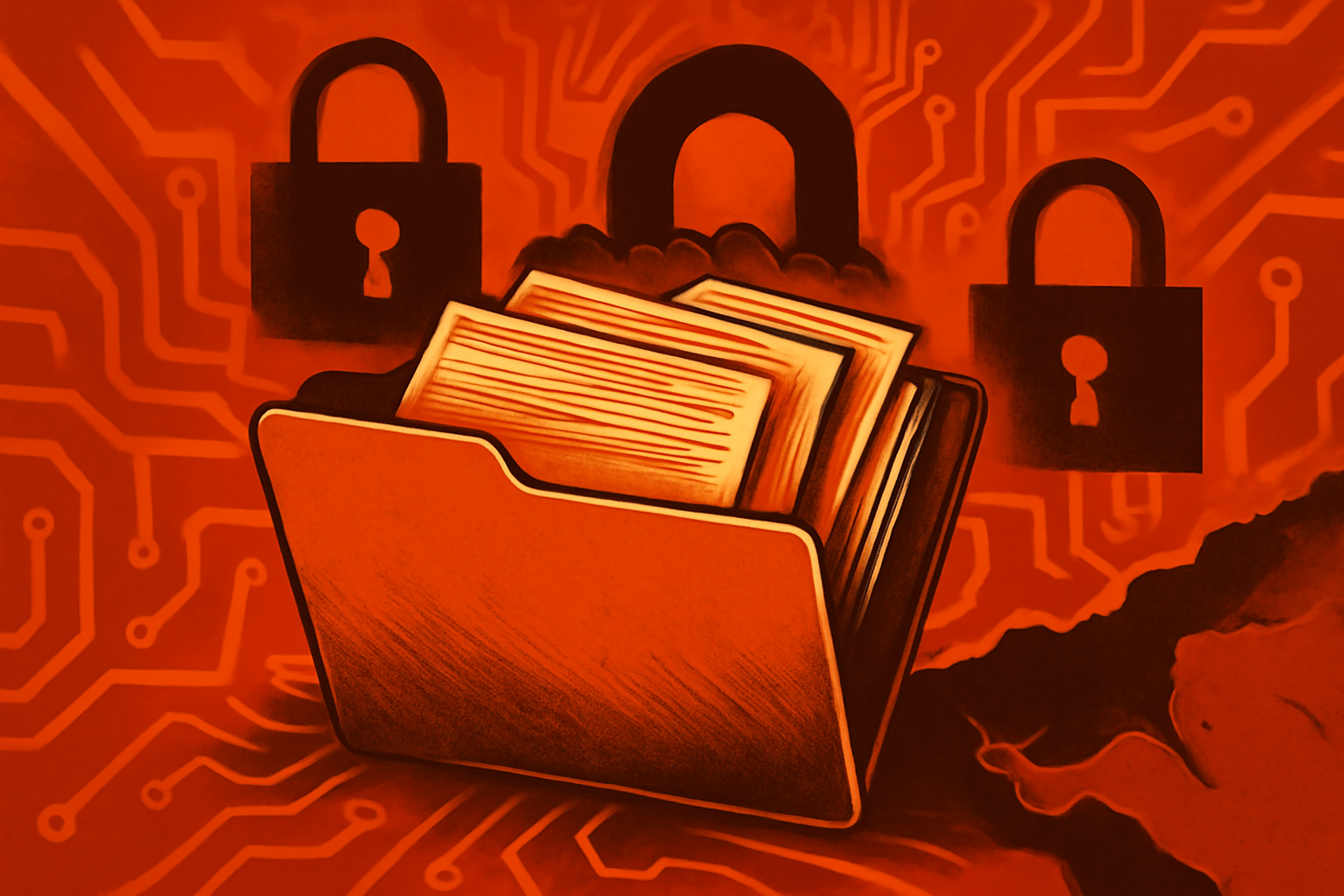 Illustration of AI system with warning signs