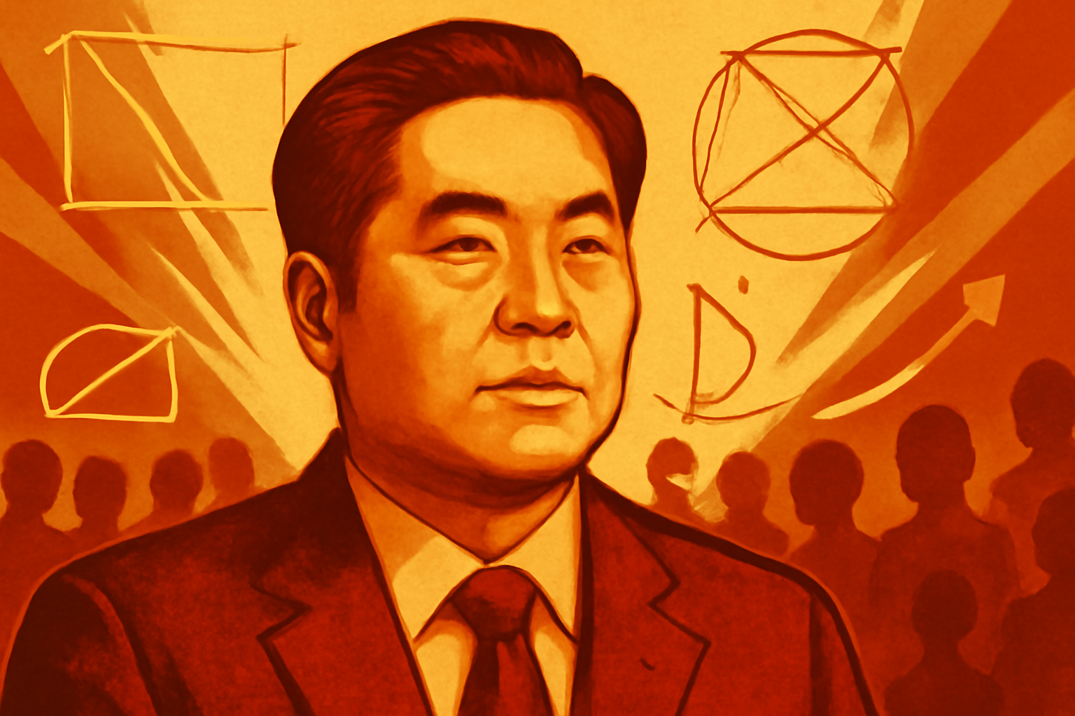 Conceptual image of AI analyzing geometric problems with a digital interface.